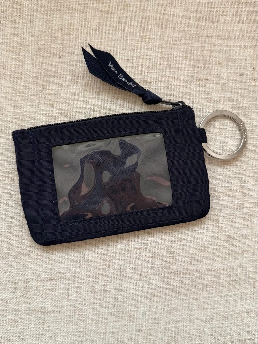 Vera Bradley Navy Blue Keyring Zip Pouch